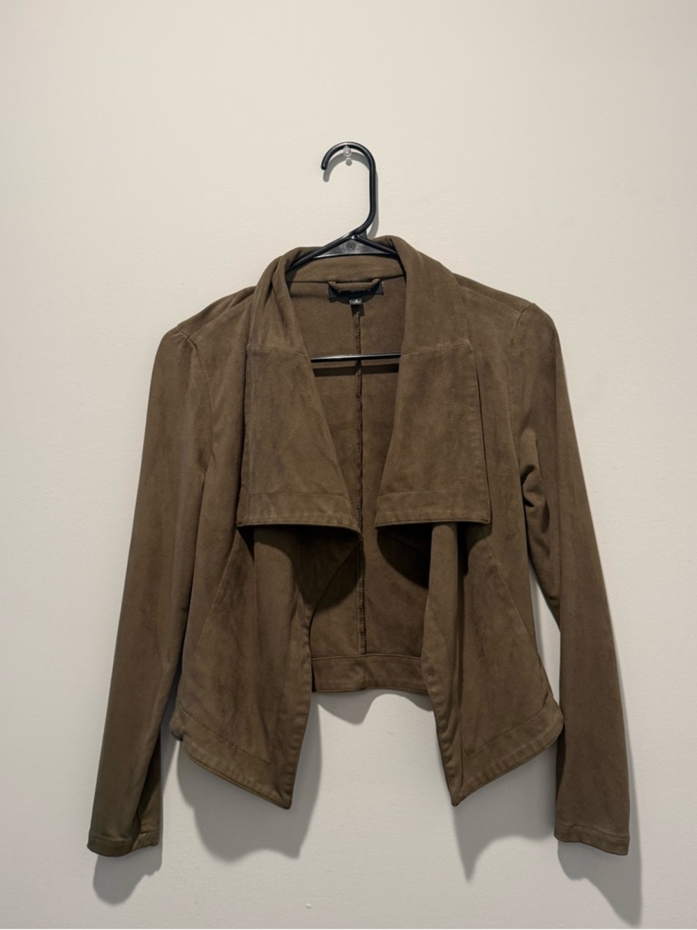 Romeo & Juliet Couture Olive Brown Draped Open-Front Jacket